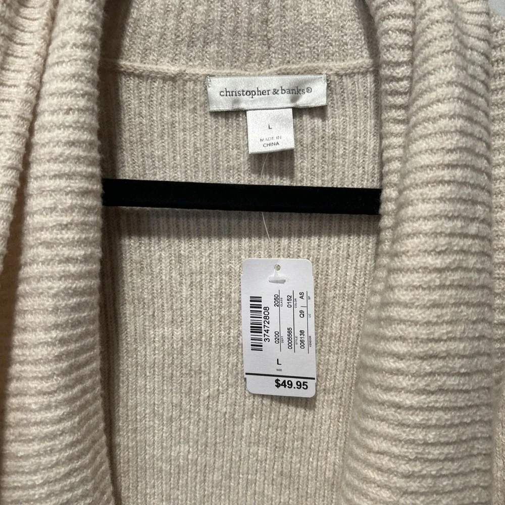 Christopher &  Banks Women's Cream Cardigan With Pockets‎ Long Sleeve Size Large